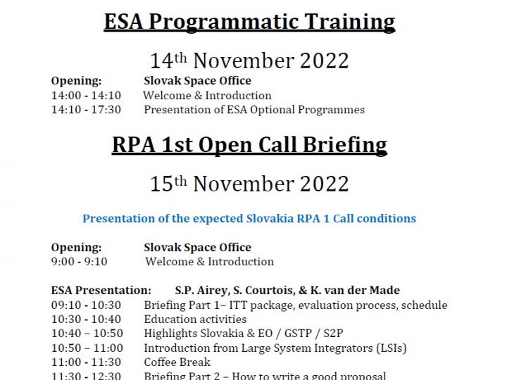 ESA tréning a RPA briefing